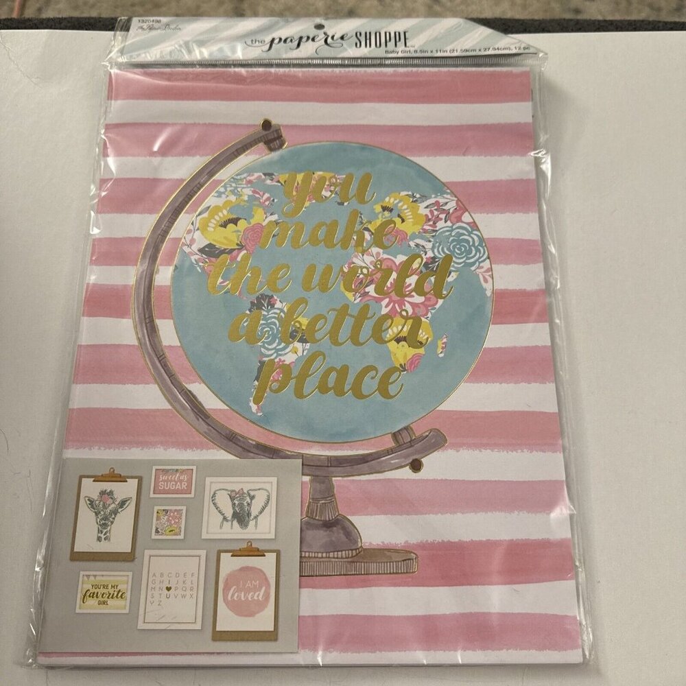 New The Paperie Shoppe Paper Studio Baby Girl Pictures Signs Pinks B19